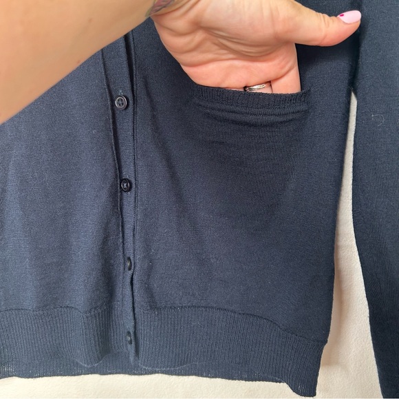 Filippa K Cardigan Extra Fine Merino Wool Knit Navy Blue Lightweight V-Neck S - Picture 10 of 11